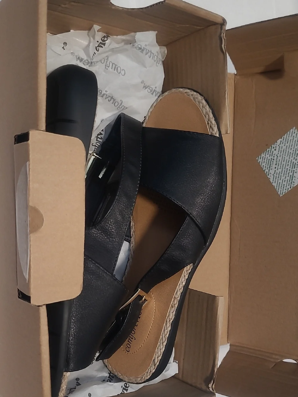 Comfortview Black with Tan interior Slingback Sandals